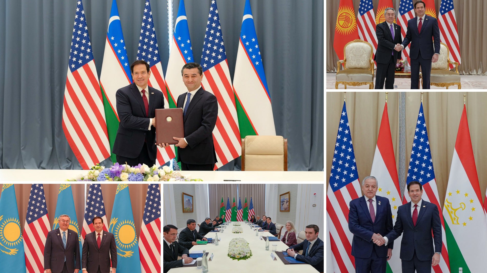 Marko Rubio Markaziy Osiyoning barcha besh davlati tashqi ishlar vazirlari bilan uchrashdi